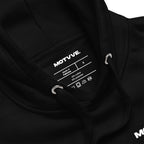 Black hoodie with a visible label displaying 'MOTVVE' branding.